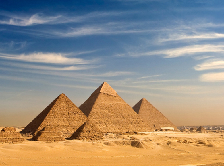 Giza Egyptian Pyramids and view of complete classic city